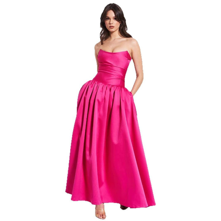 Ladies ball gown with flowing skirt and elegant corset top