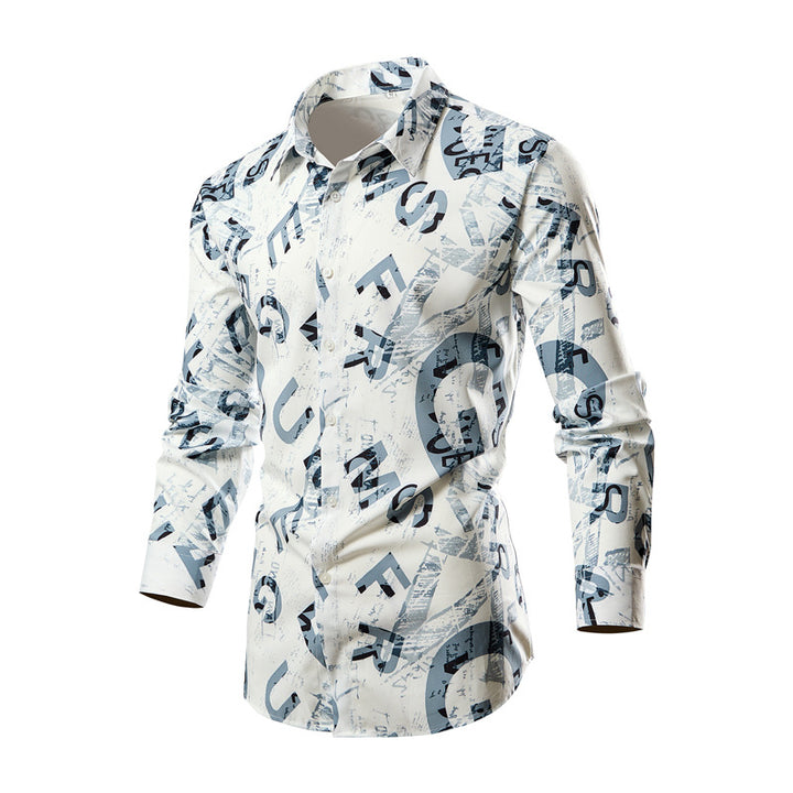 Men's long-sleeve shirt with a stylish striped pattern Lisslune