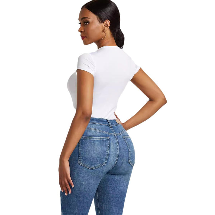 Women’s bodysuit with high collar and short sleeves Lisslune