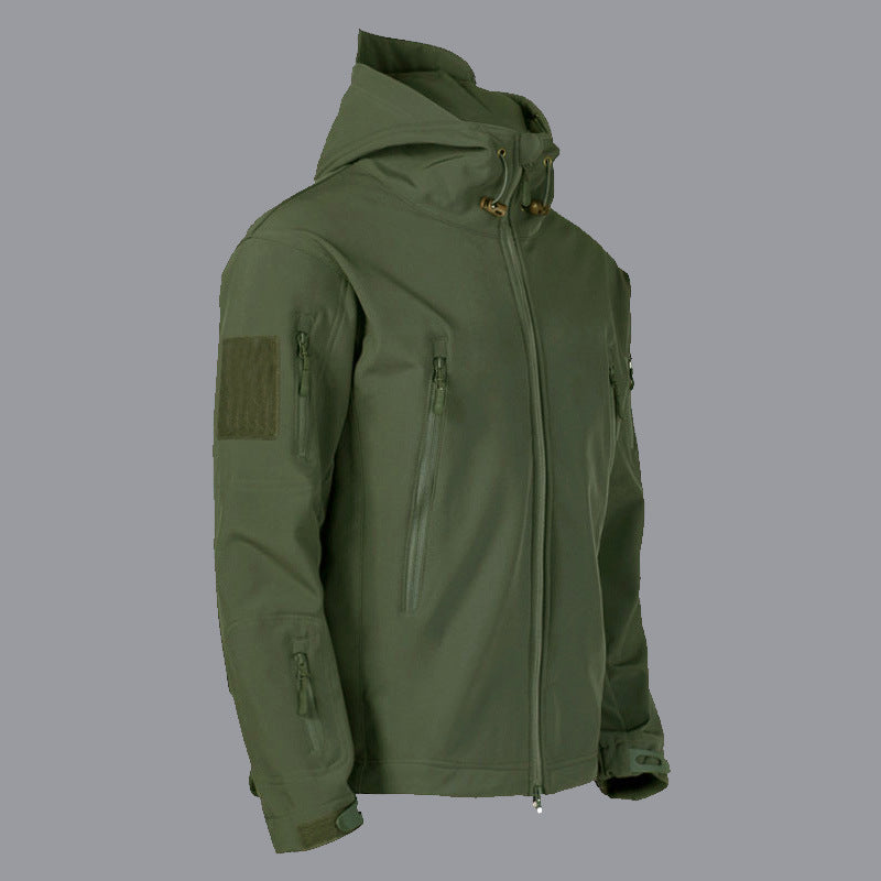 Men's technical softshell jacket with multifunctional pockets and adjustable hood system Lisslune