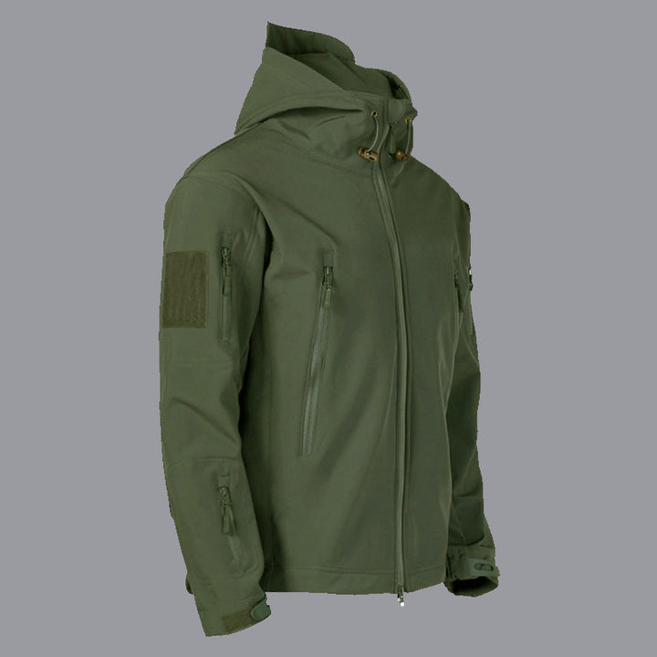 Men's technical softshell jacket with multifunctional pockets and adjustable hood system Lisslune