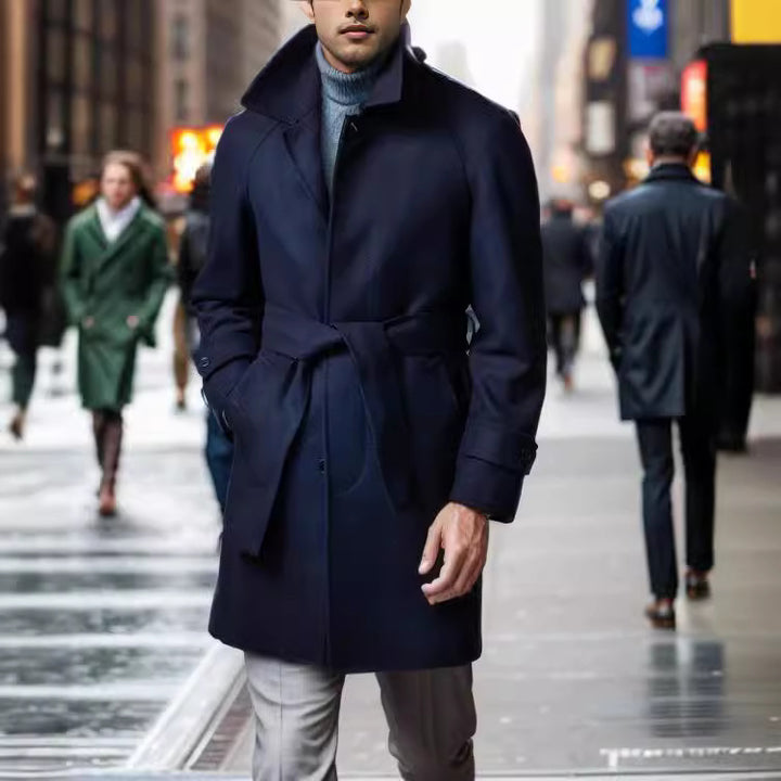 Men's Elegant Wool Trench Coat Lisslune