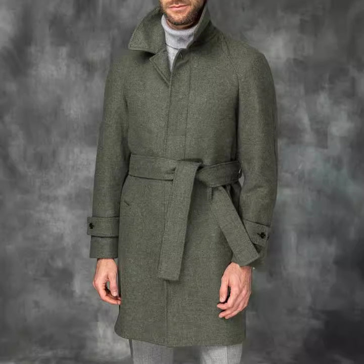 Men's elegant trench coat with waist belt and modern accents Lisslune