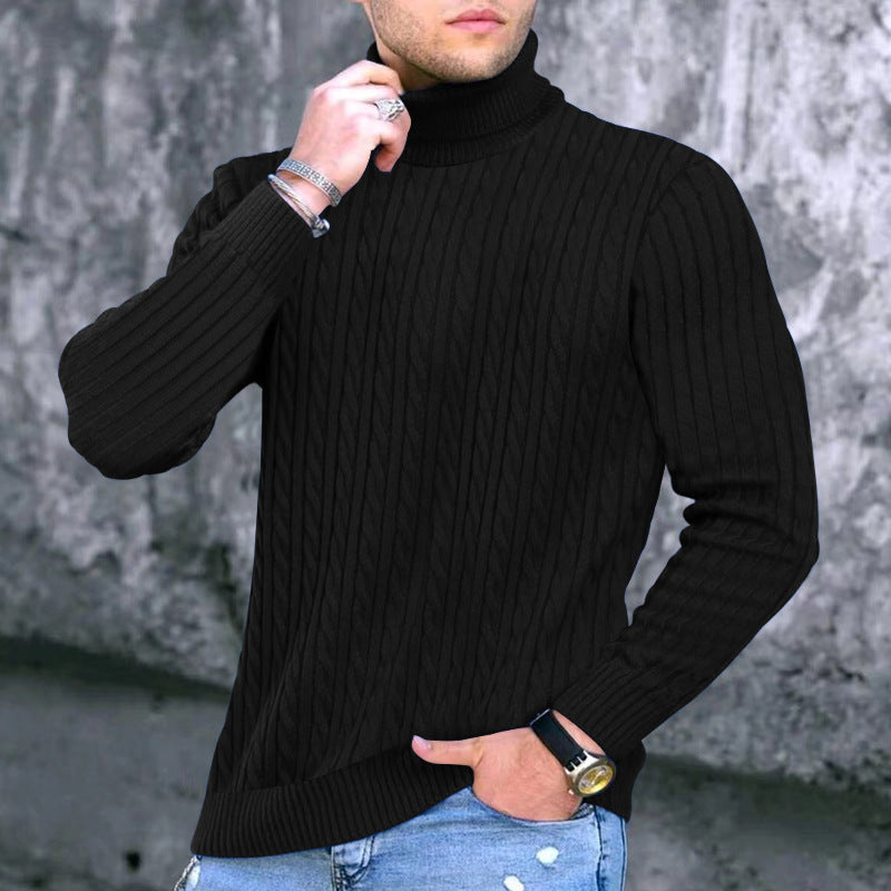 Men's Cable Knit Turtleneck Sweater Lisslune