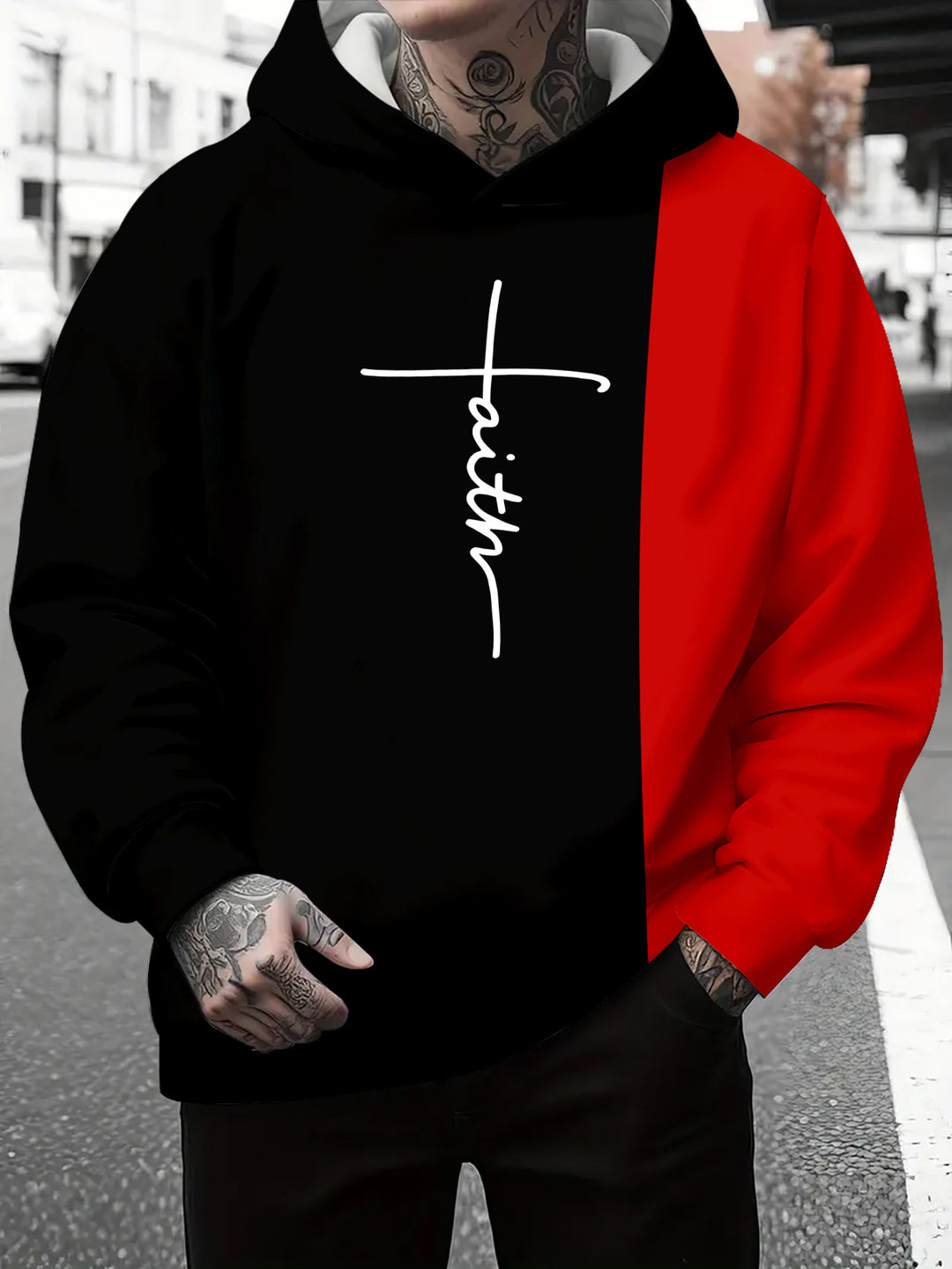 Men's hoodie with subtle gradient look and inspiring lettering Lisslune