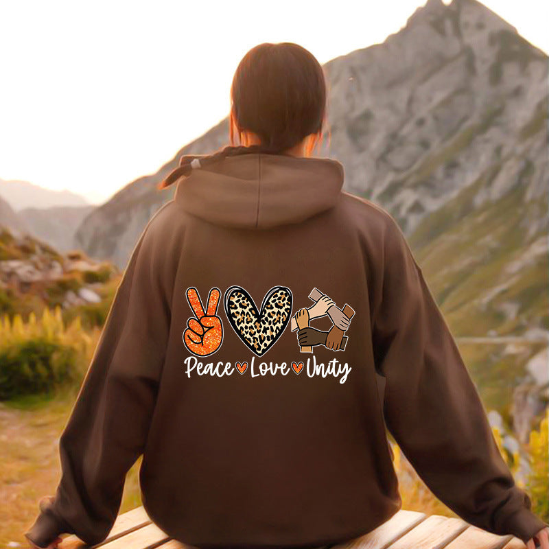 Women's hoodie with high-quality Peace-Love-Unity design Lisslune