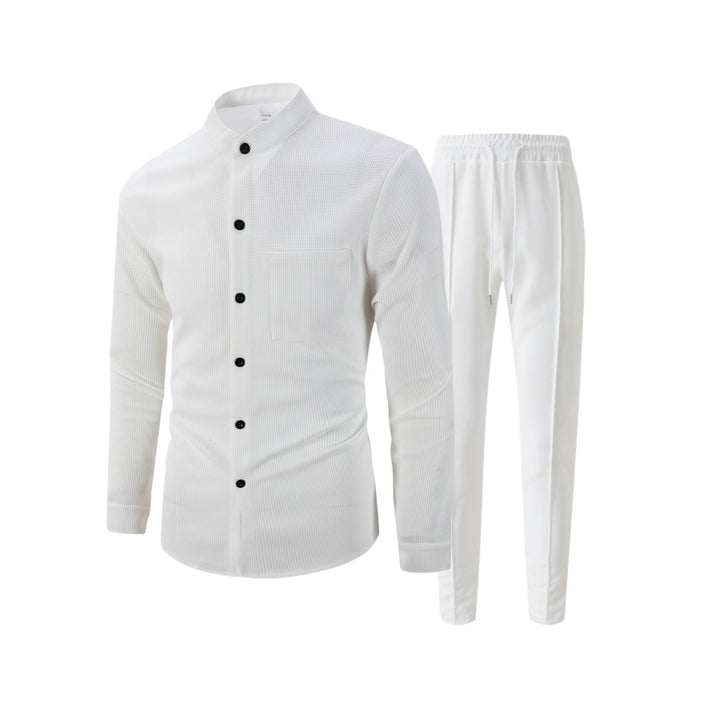 Men's comfortable pajama set with breathable top and elastic pants Lisslune