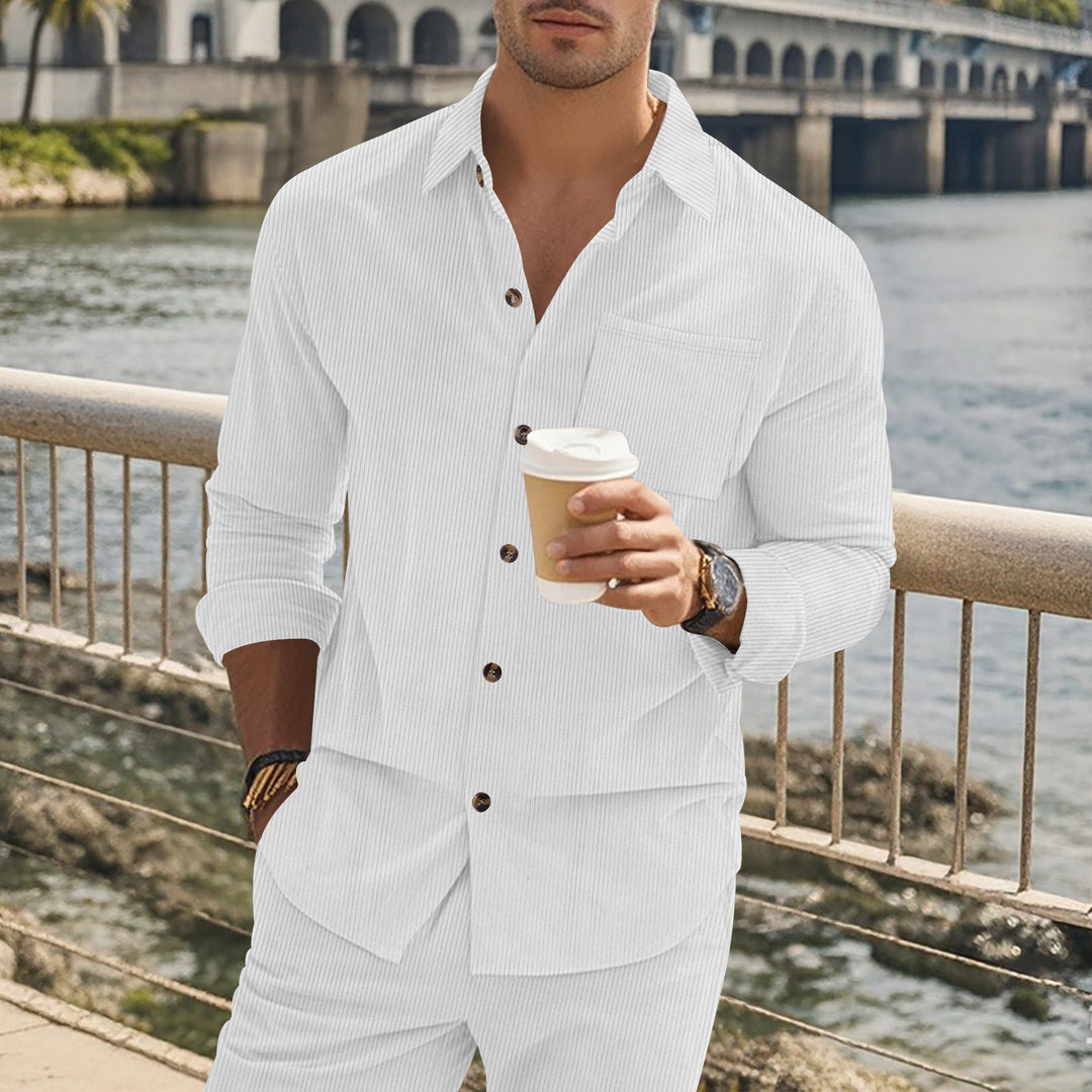 Men's Elegant Striped Long Sleeve Shirt Lisslune