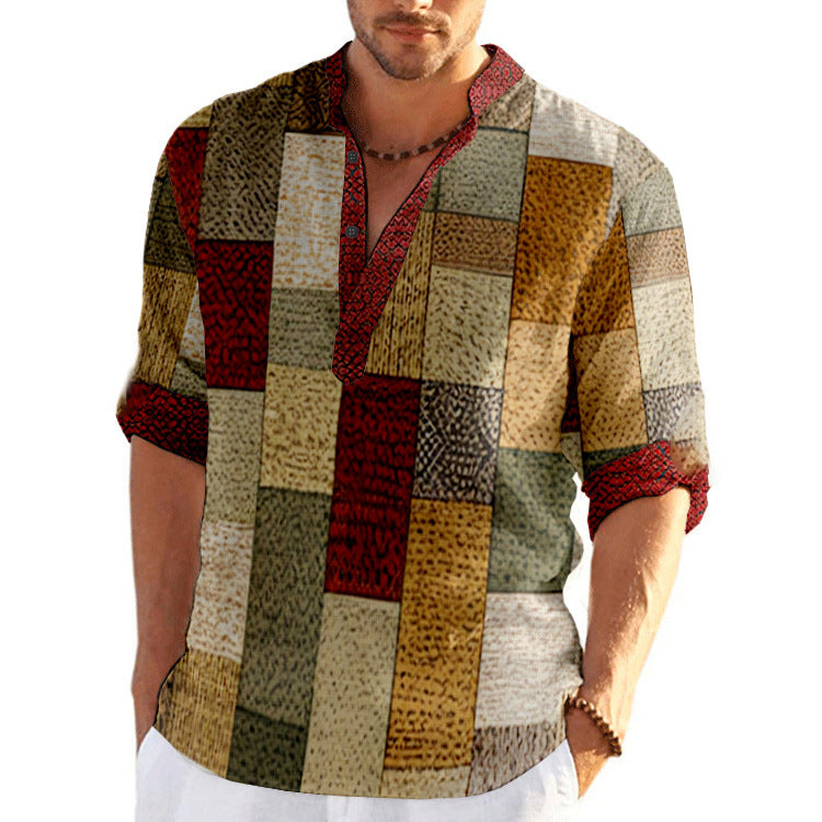 Men's Casual Short Sleeve Shirt in Modern Check Pattern Lisslune