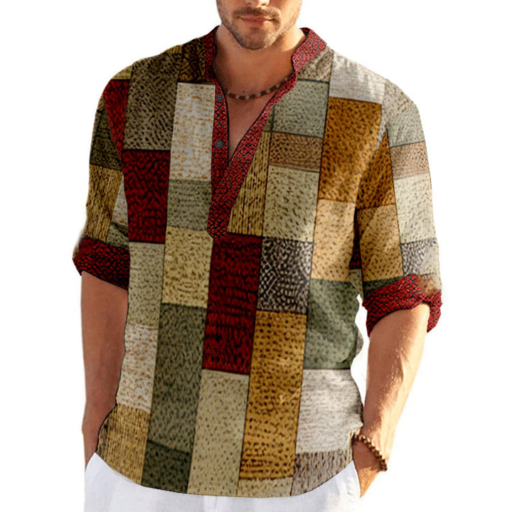 Men's Casual Short Sleeve Shirt in Modern Check Pattern Lisslune