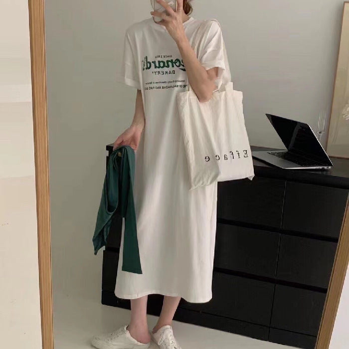 Women Casual Lounge Dress with Graphic Print and Comfortable Fit