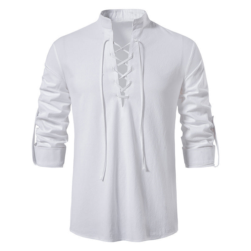 Men's long sleeve shirt with decorative lacing element Lisslune