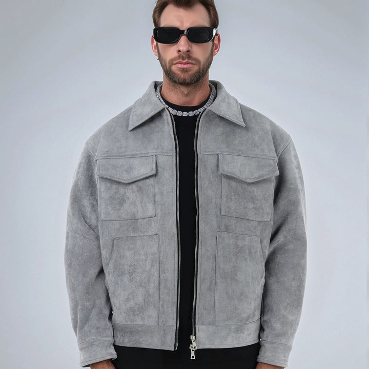 Men's Suede Jacket with Modern Pockets Lisslune
