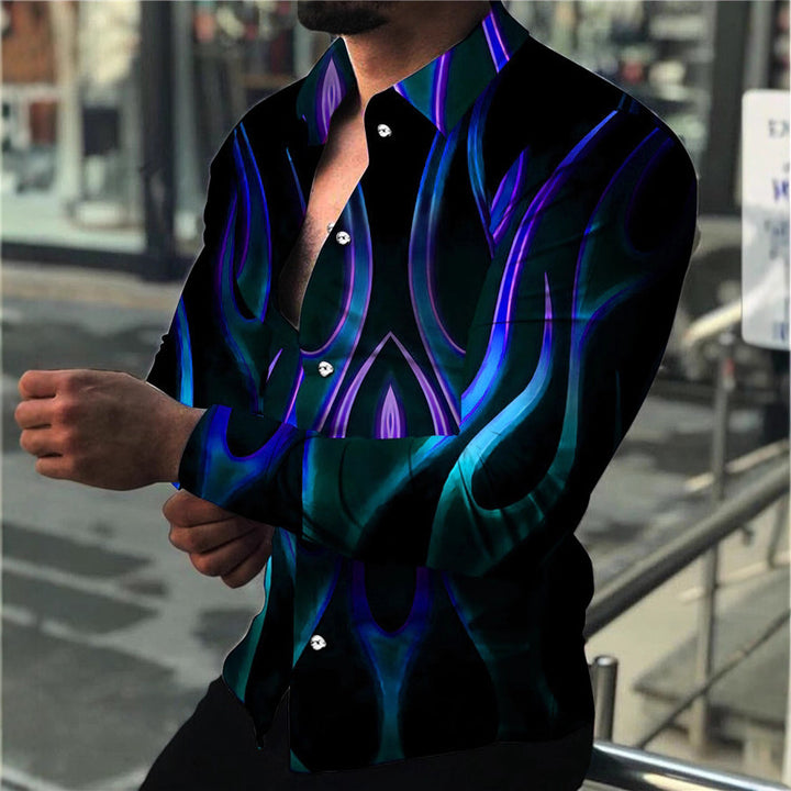 Men's long sleeve shirt with modern neon pattern and tailored fit Lisslune