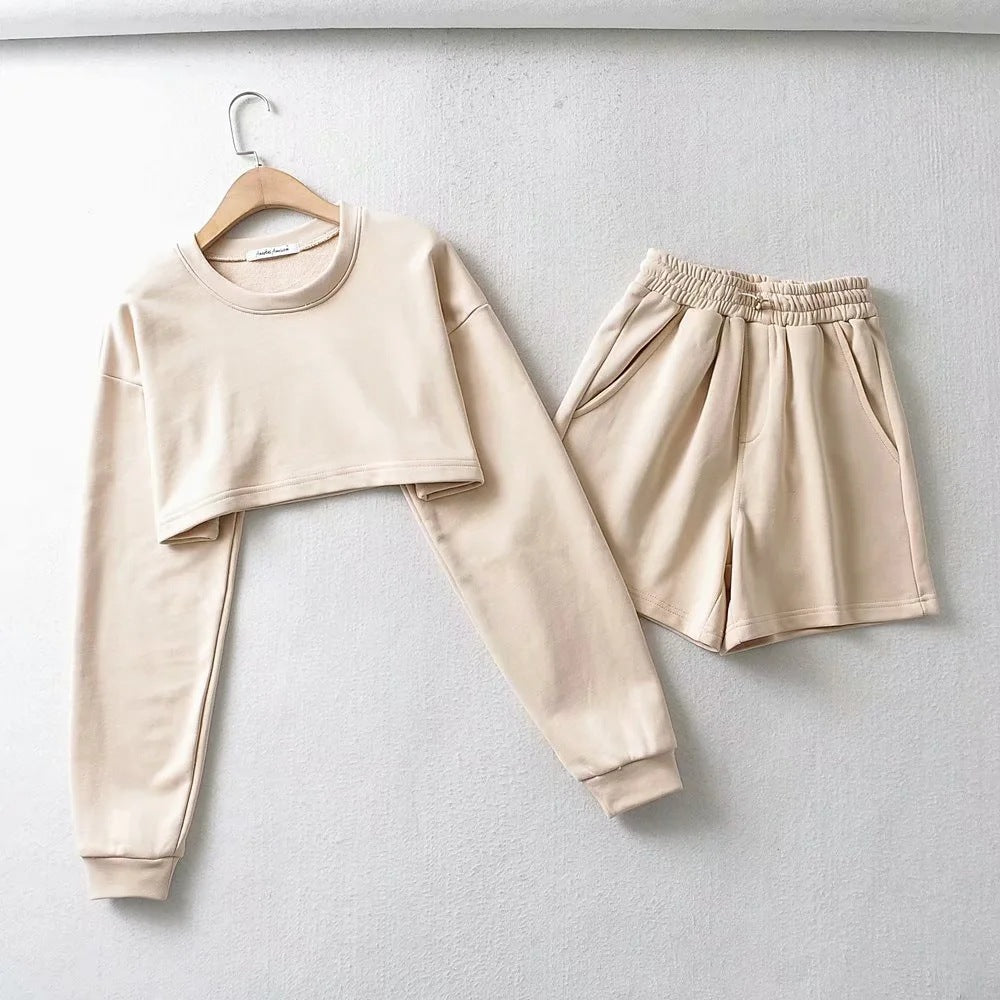 Women's casual crop top and shorts set Lisslune