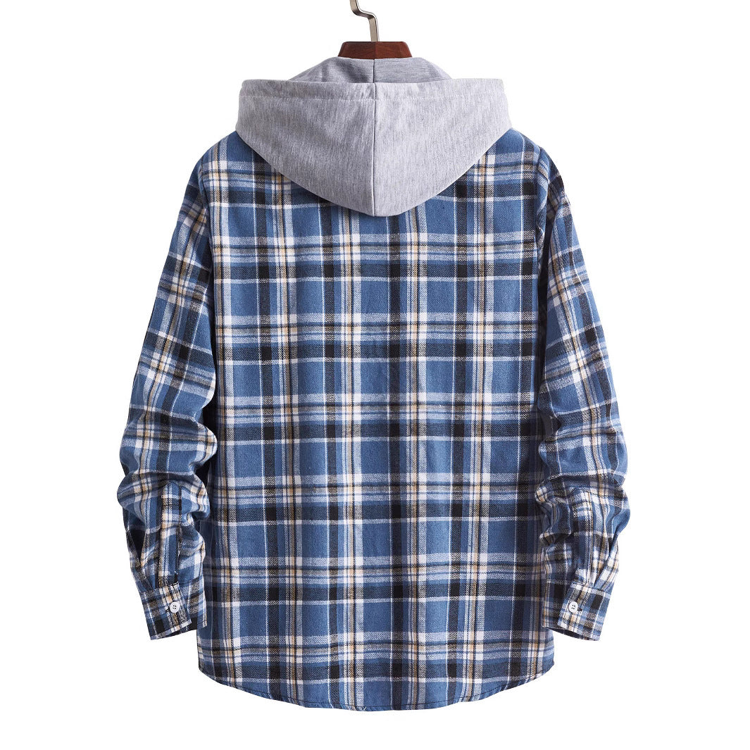 Men's flannel shirt with integrated hood Lisslune