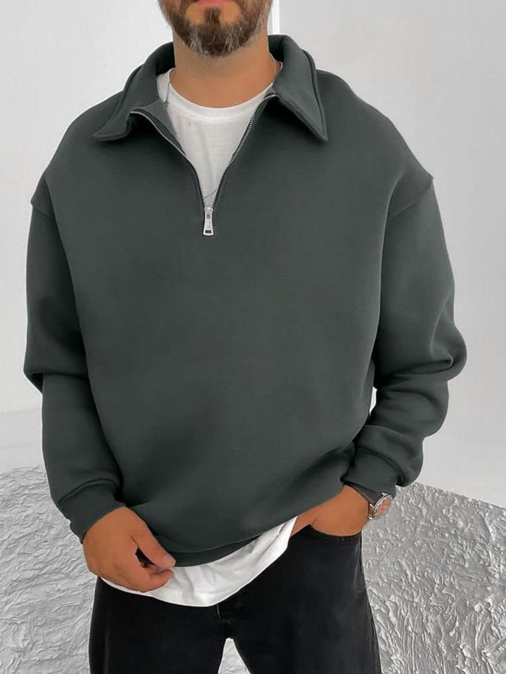 Men's modern sweat sweater with stand-up collar and half zipper Lisslune
