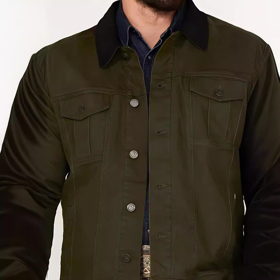 Men's denim jacket in classic style with practical pockets Lisslune