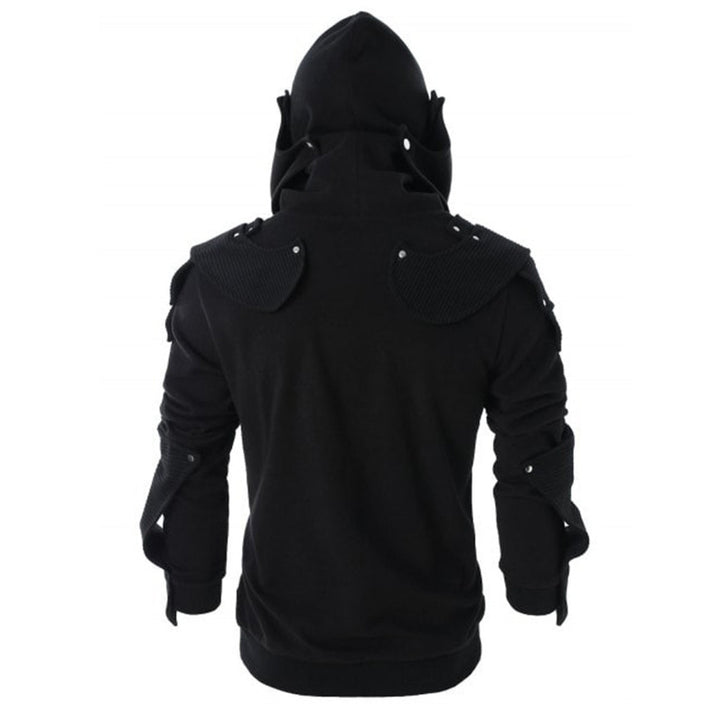 Men's fashionable hooded sweatshirt jacket with stand-up collar and innovative details Lisslune