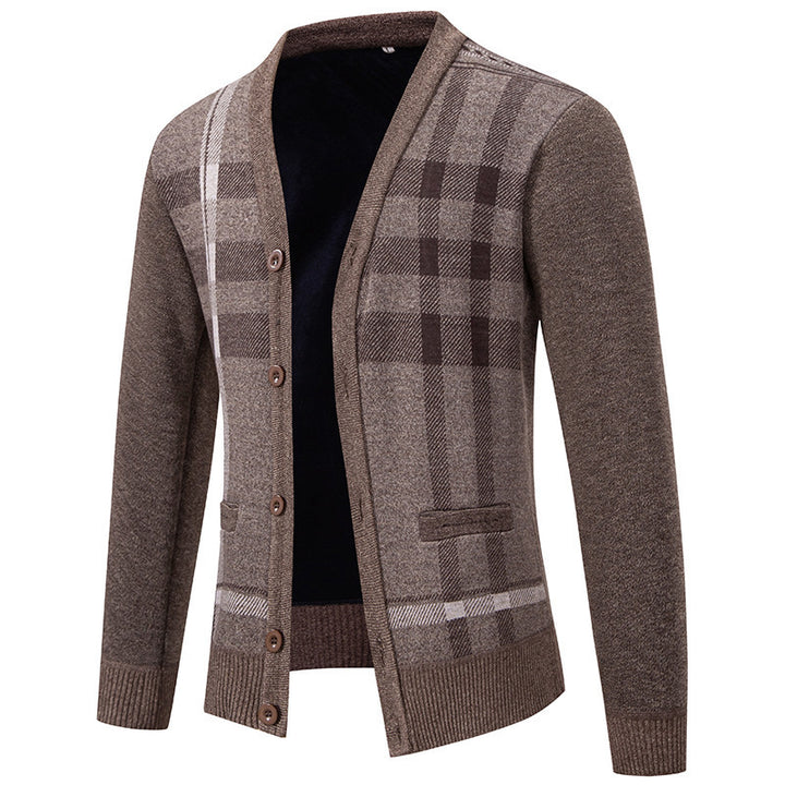 Men's cardigan with stylish check pattern by Lisslune