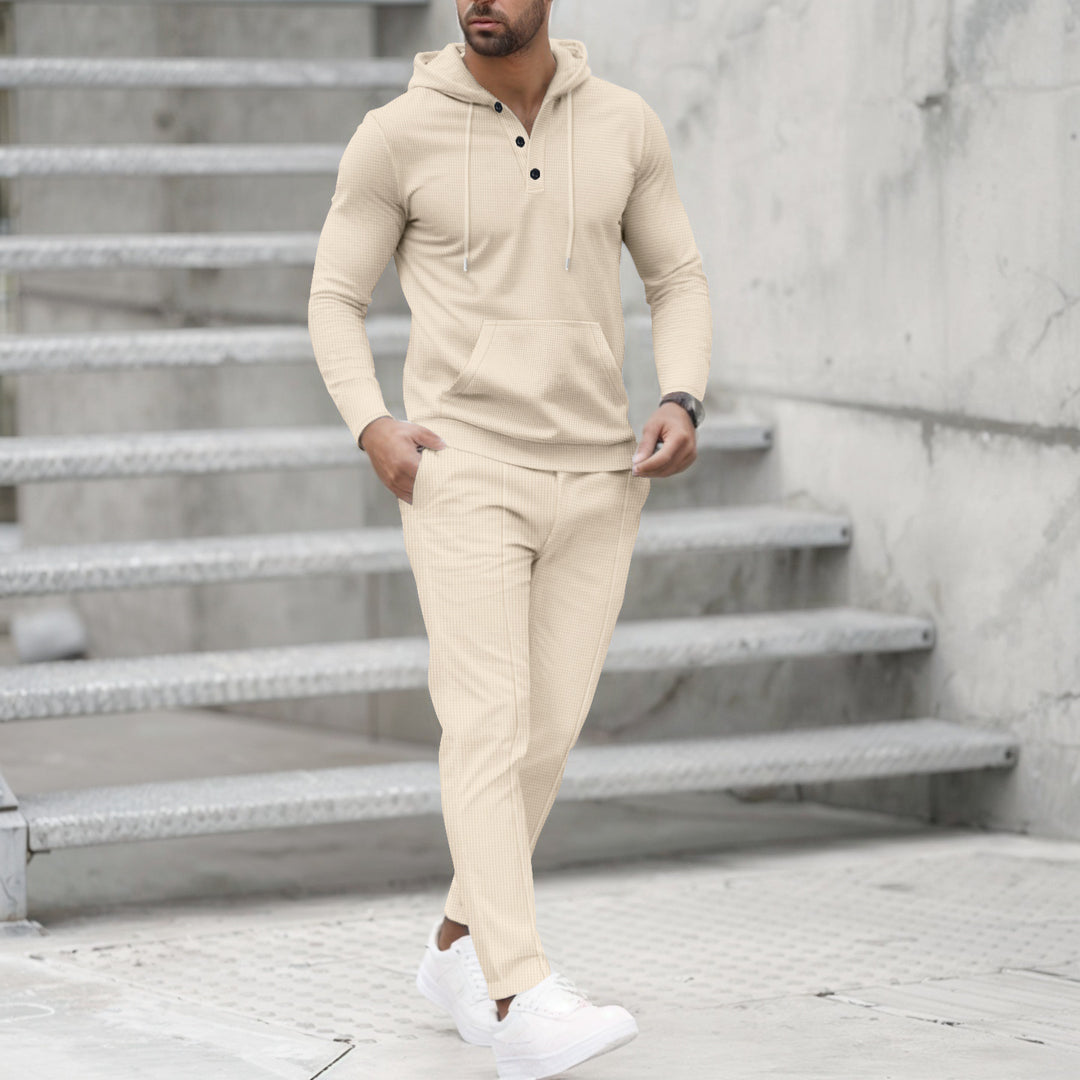 Men's stylish leisure hooded set with practical pockets Lisslune