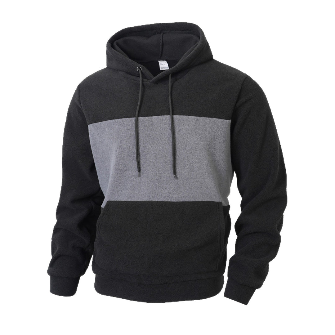 Men's fleece hoodie with fashionable color block design and practical side pockets Lisslune