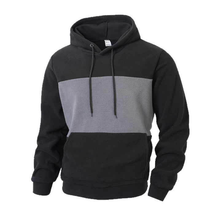 Men's fleece hoodie with fashionable color block design and practical side pockets Lisslune