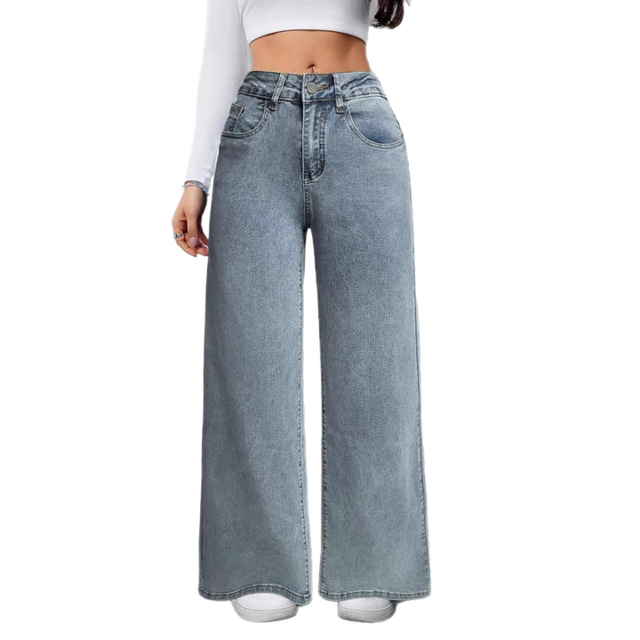 Ladies wide-cut vintage-style jeans with high waistband and casual look Lisslune