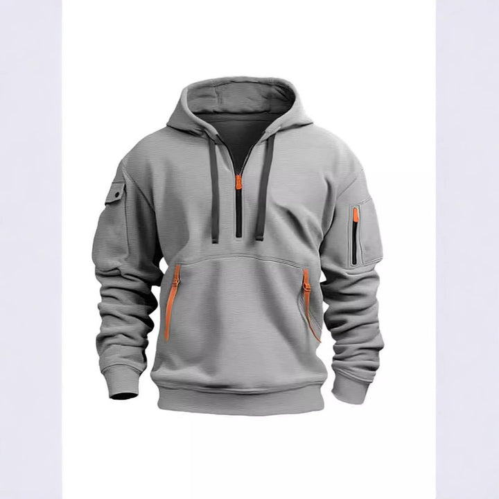 Women's hooded sweatshirt with functional pockets and modern stand-up collar Lisslune