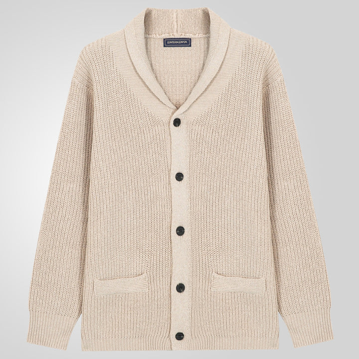 Men's cardigan with classic cable pattern and comfortable deep pockets Lisslune
