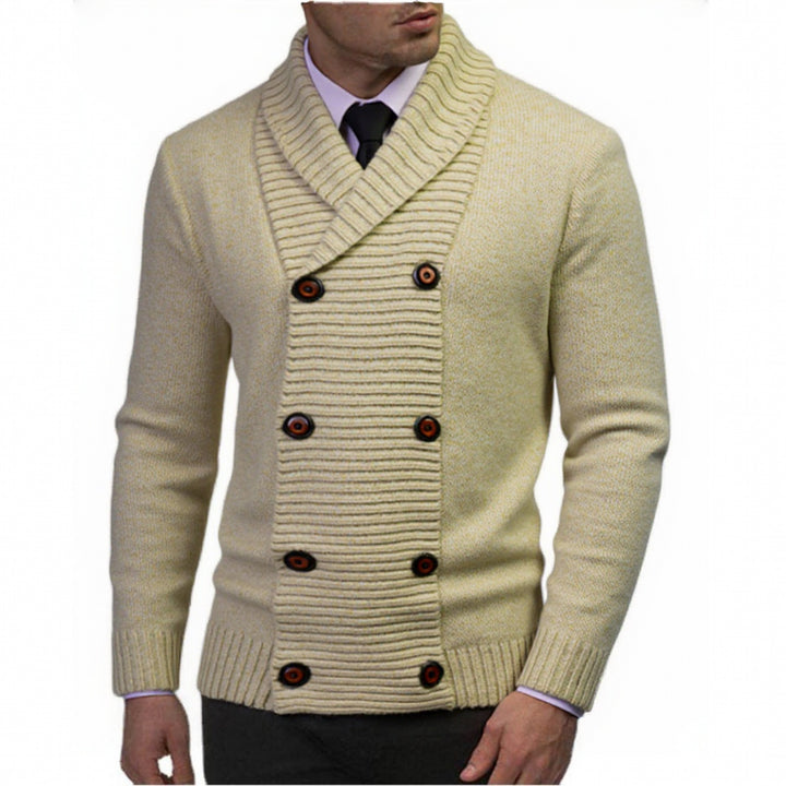Men's stylish knitted sweater with double button closure and textured design Lisslune