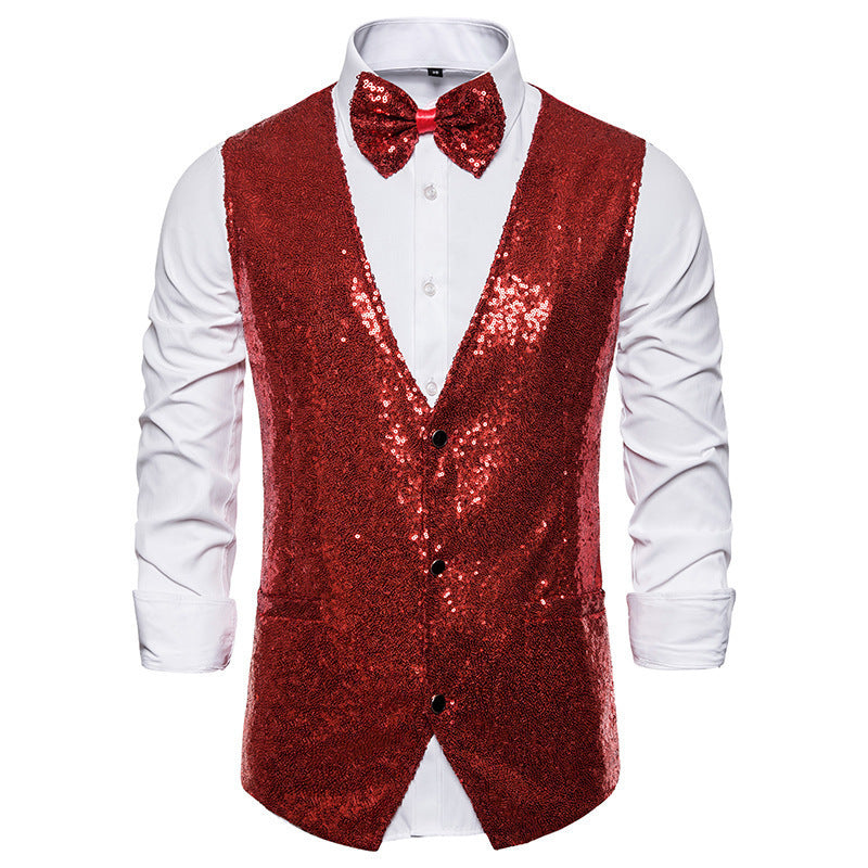 Men's elegant sequined blazer with classic cut and practical bow tie Lisslune