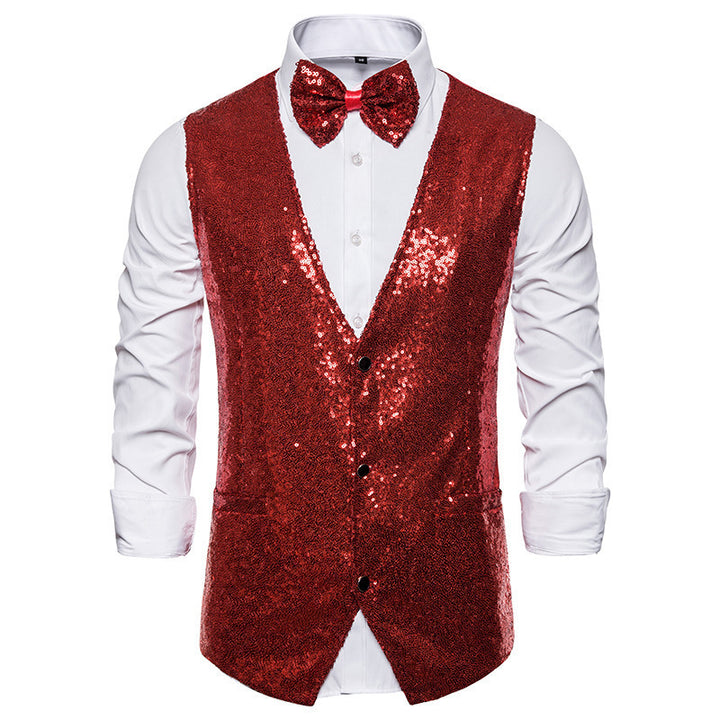 Men's elegant sequined blazer with classic cut and practical bow tie Lisslune
