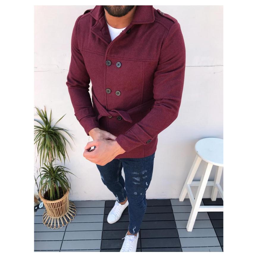 Men's fashionable designer jacket with double row closure and belt Lisslune