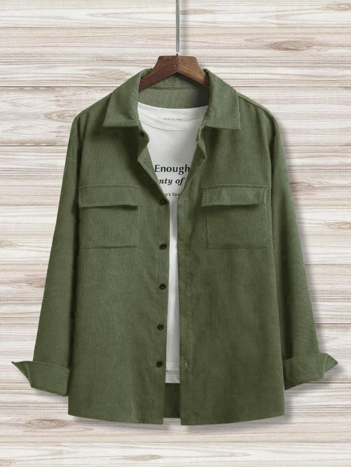 Men's Casual Shirt Jacket with Two Chest Pockets and Textured Design Lisslune