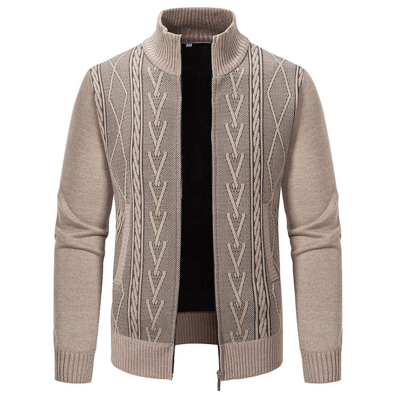 Men's cardigan with modern cable pattern and high collar Lisslune