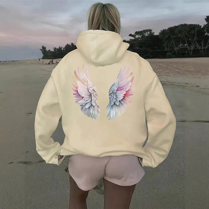 Women's hoodie sweatshirt with imaginative wing motif Lisslune