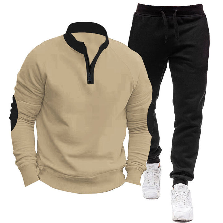 Men's sporty hoodie and jogging suit set with contrasting sleeve accents Lisslune