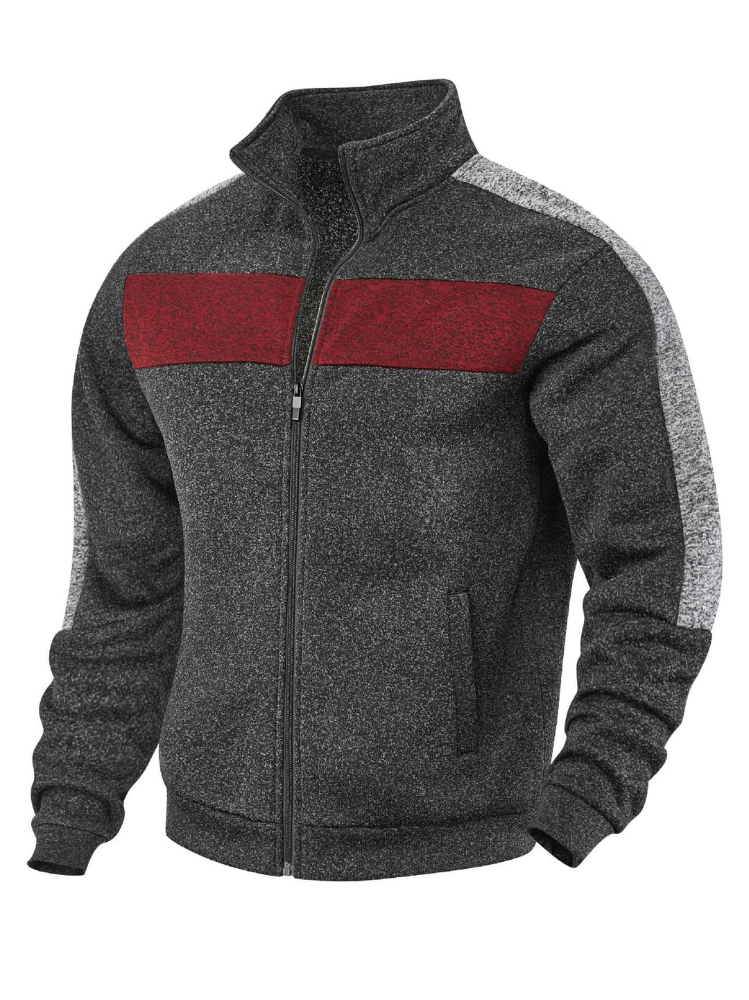 Men's sporty fleece jacket with high collar and reflective accents Lisslune