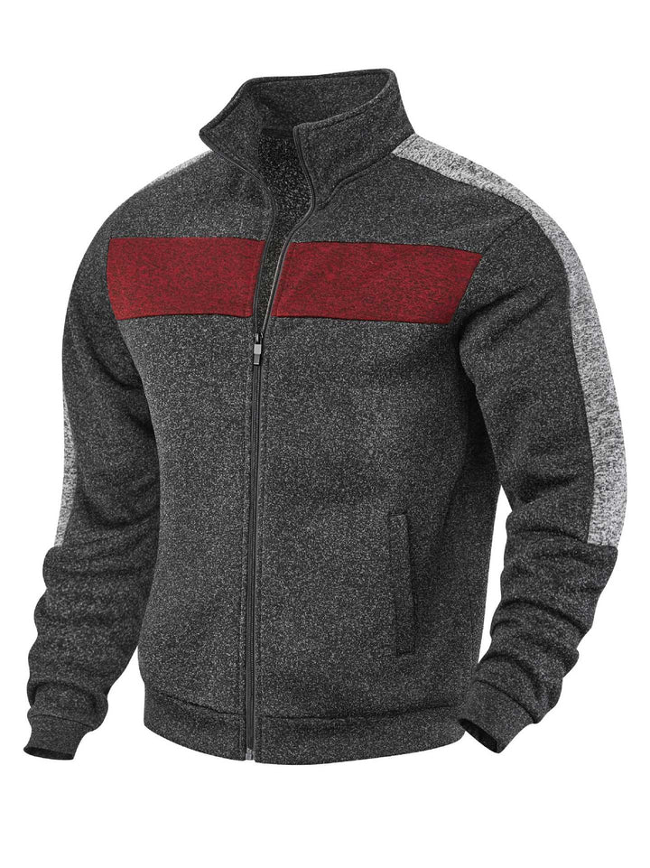 Men's sporty fleece jacket with high collar and reflective accents Lisslune