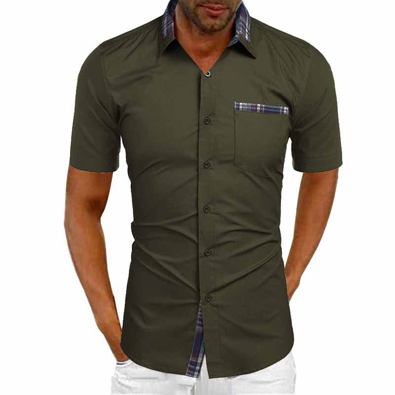 Men's short-sleeve shirt with modern check design and practical patch pocket Lisslune