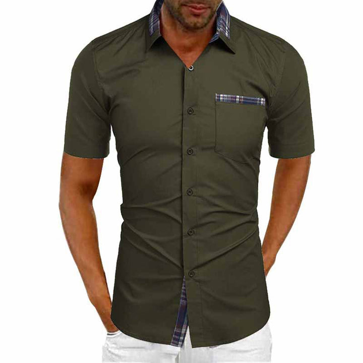 Men's short-sleeve shirt with modern check design and practical patch pocket Lisslune