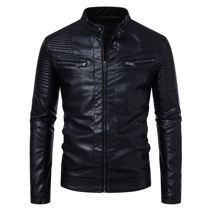 Men's stylish synthetic leather jacket with textured design and innovative details Lisslune