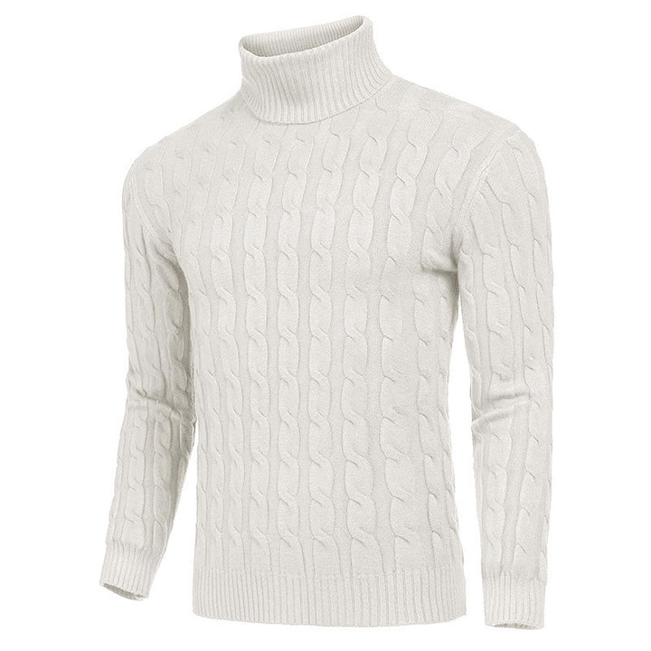 Men's knit pullover with high collar and cable pattern Lisslune