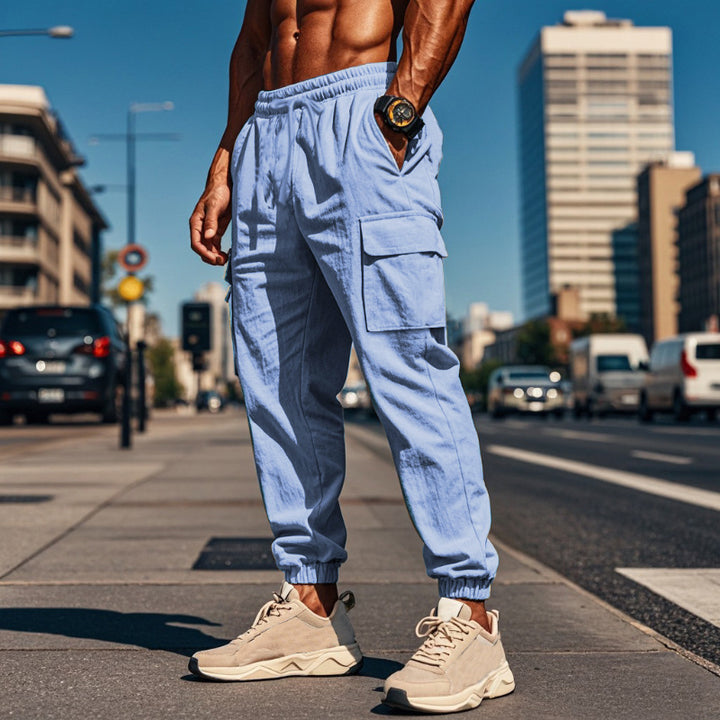 Men's cargo pants with elastic waistband and practical side pockets Lisslune