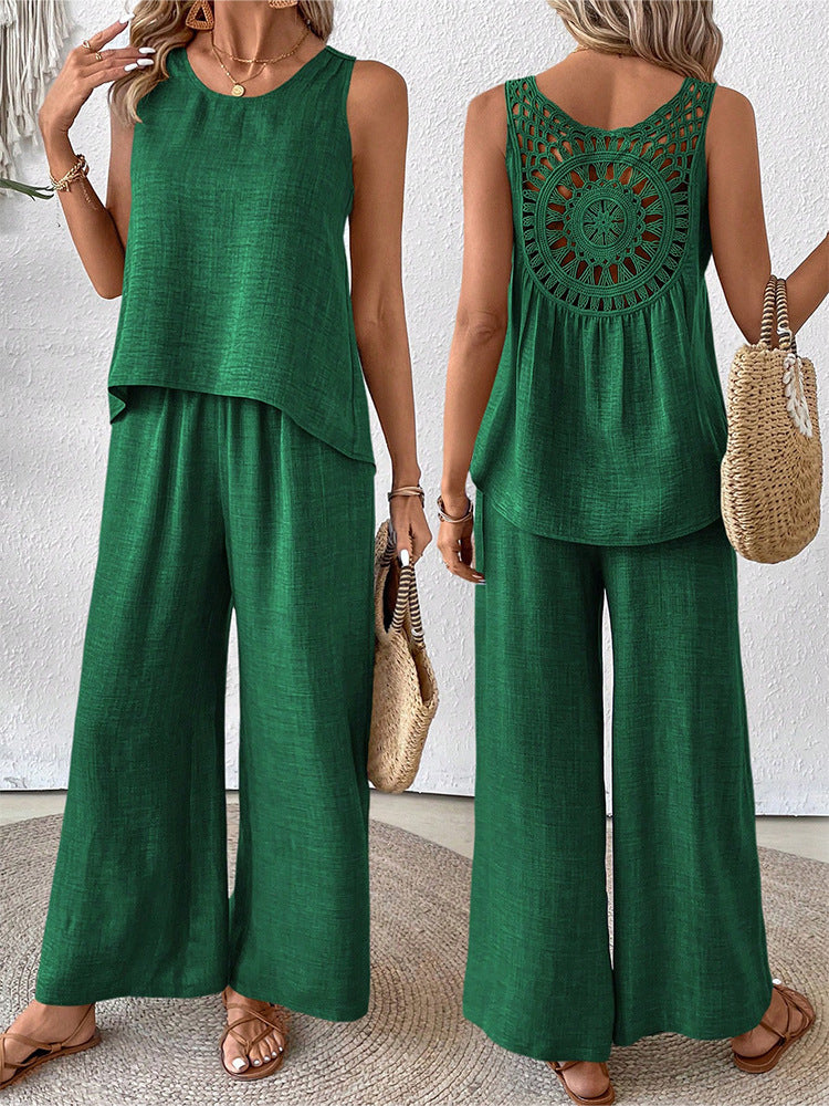 Women's airy summer set with crocheted back and loose fit Lisslune