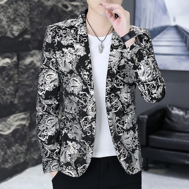 Men's Elegant Jacquard Blazer with Modern Details Lisslune