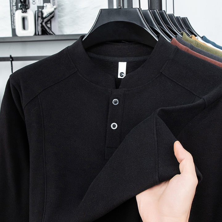 Men's long-sleeve shirt with button placket and comfortable fit Lisslune