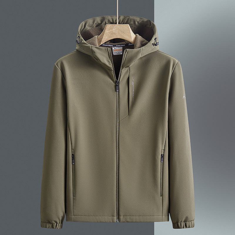Men's Softshell Jacket with Breathable Properties and Adjustable Hood Collar Lisslune