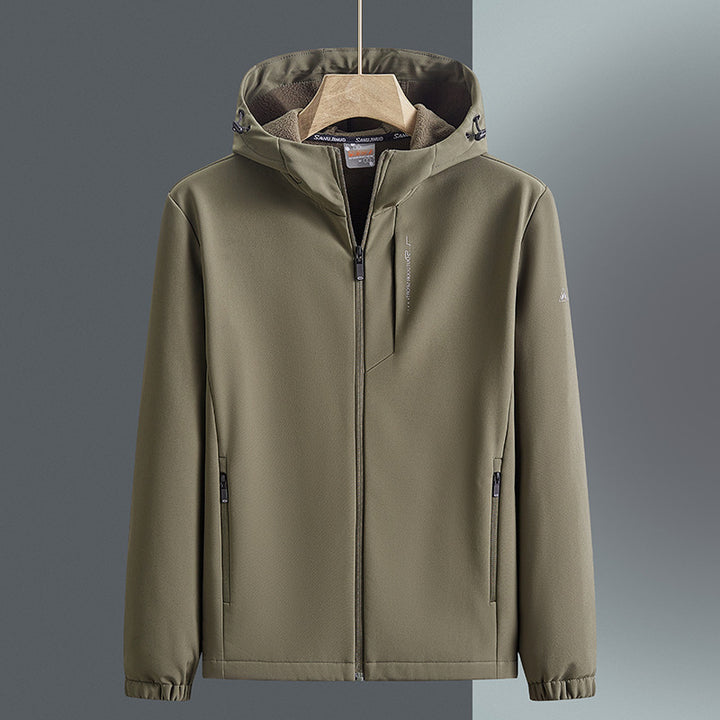 Men's Softshell Jacket with Breathable Properties and Adjustable Hood Collar Lisslune